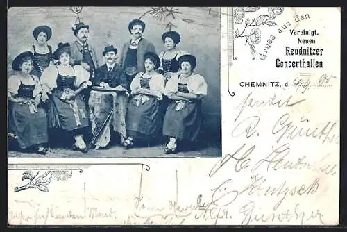 AK Chemnitz, Vereinigte Neue Reudnitzer Konzerthallen, Gruppenbild mit Zitherspieler