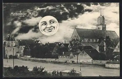 AK Memmingen, Memminger Mau, Strassenpartie mit Kirche