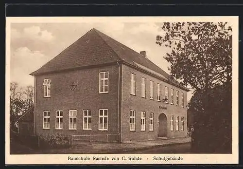AK Rastede, 25 jähriges Jubiläum Bauschule von C. Rohde 1930, Schulgebäude