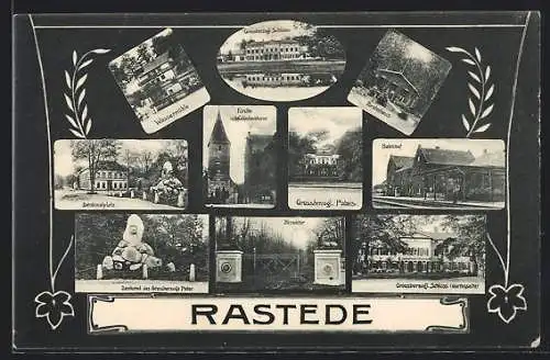 AK Rastede, Grossherzogliches Schloss, Försterhaus, Bahnhof