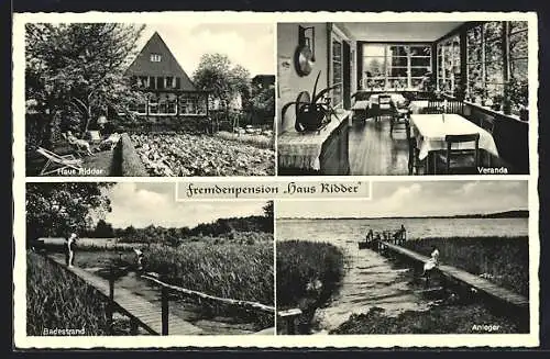 AK Oldenburg i. Oldbg., Fremdenpension Haus Ridder, Veranda, Badestrand