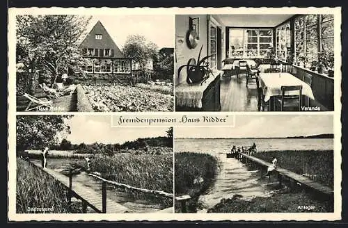 AK Oldenburg i. Oldbg., Fremdenpension Haus Ridder, Veranda, Badestrand