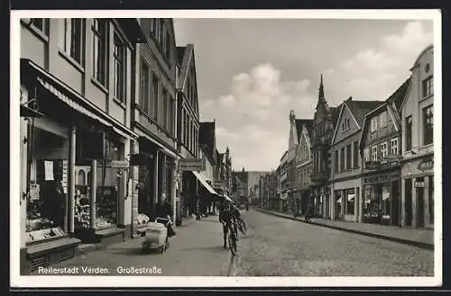 AK Verden, Grossestrassse mit Geschäften