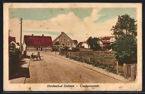 AK Duhnen, Nordseebad, Cuxhavenerstrasse mit Anwohnern