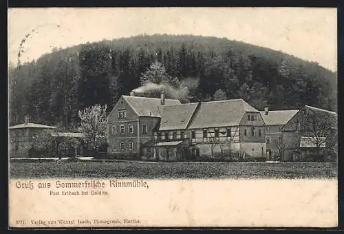 AK Erlbach / Colditz, Blick auf die Sommerfrische Rinnmühle