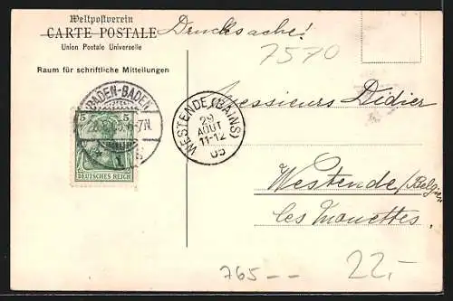AK Baden-Baden, Holland-Hotel, Park-Ansicht