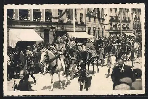 Foto-AK Kaufbeuren, Tänzelfest 1926, Reiter im Festzug