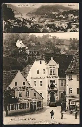 AK Pötzscha, Schmuck`s Hotel und Gasthof zur Stadt Wehlen