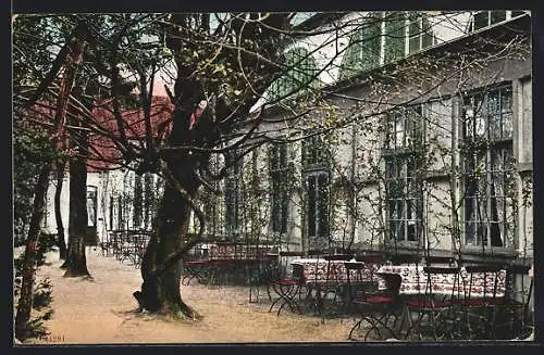 AK Varel / Oldenburg, Gasthaus Zur deutschen Eiche im Vareler Wald, Terrasse