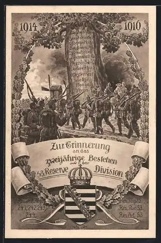 AK Zweijähriges Bestehen der 53. Reserve-Division 1916