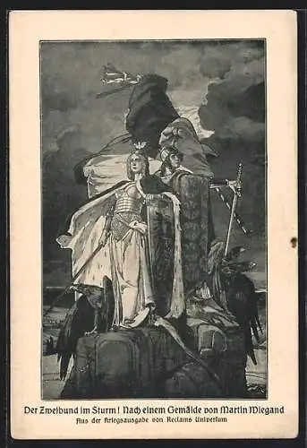 AK Der Zweibund im Sturm!, Propaganda 1. Weltkrieg, Germanenkult