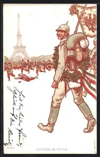 AK Wkroczenie do Paryza, Soldat vor dem Eifelturm