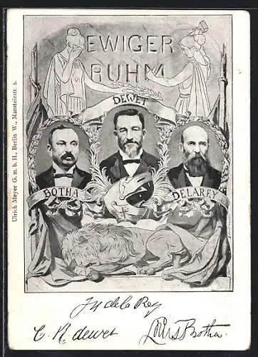 AK Burengeneräle Botha, De Wet, De Larey, Ewiger Ruhm