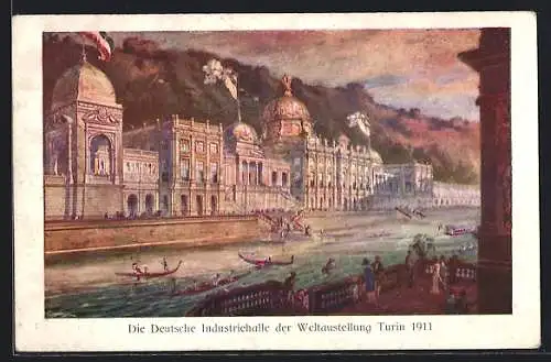Künstler-AK Turin, Weltausstellung 1911, Deutsche Industriehalle
