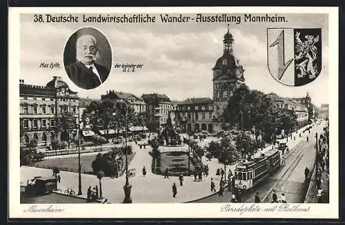 AK Mannheim, 38. Landwirtschaftliche Wander-Ausstellung 1932, Paradeplatz mit Rathaus