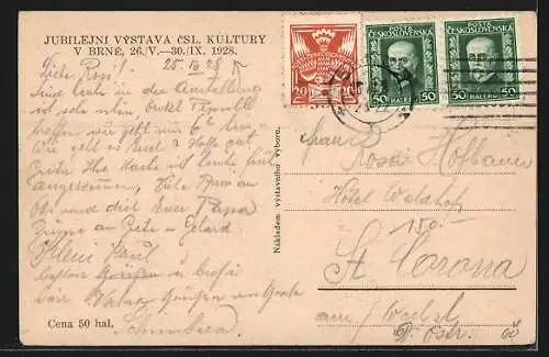 AK Brno, Ausstellung 1928, Hauptpalast mit der Allee