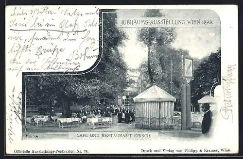 AK Wien, Jubiläumsausstellung 1898, Cafe und Restaurant Kirsch