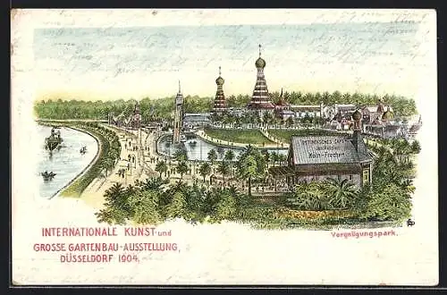 Lithographie Düsseldorf, Internationale Kunst- & grosse Gartenbau-Ausstellung 1904, Vergnügungspark