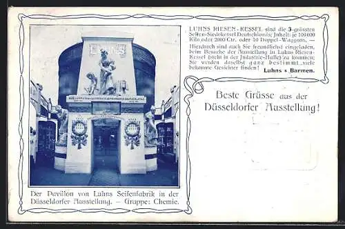 AK Düsseldorf, Ausstellung, Pavillon von Luhns Seifenfabrik