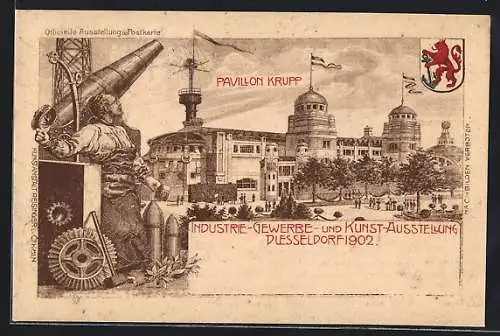 Lithographie Düsseldorf, Industrie-Gewerbe- und Kunst-Ausstellung 1902, Pavillon Krupp
