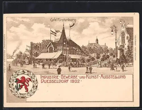 Lithographie Düsseldorf, Industrie-Gewerbe- und Kunst-Ausstellung 1902, Café Fürstenberg