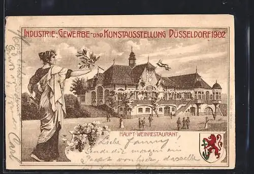 Lithographie Düsseldorf, Industrie-, Gewerbe- und Kunstausstellung 1902, Haupt-Weinrestaurant