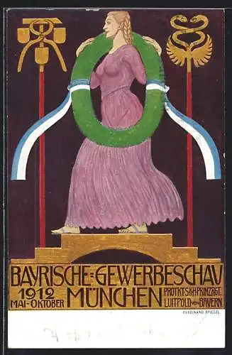 Künstler-AK Ferdinand Spiegel: München, Bayrische Gewerbe-Schau 1912