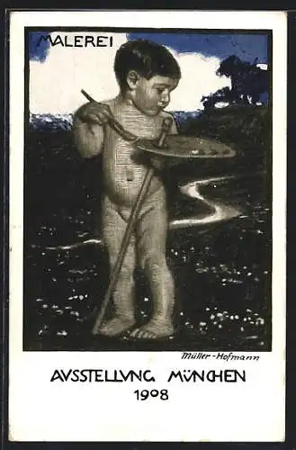 Künstler-AK München, Ausstellung 1908, Malerei