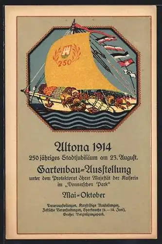 Künstler-AK Altona, Gartenbau-Ausstellung, 250jähriges Stadtjubiläum 1914