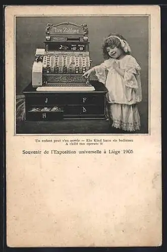 AK Liège, L`Exposition universelle 1905, Un enfant peut s`en servir