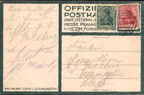 AK Frankfurt am Main, Einfuhrmesse 1919, Darstellung Gesicht in Gold