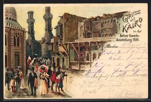 Lithographie Berlin, Gewerbe-Ausstellung 1896, Kairo
