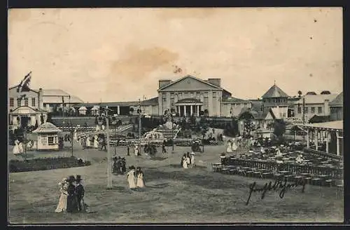 AK Freiberg, Erzgebirgs-Ausstellung 1912, Besucher auf dem Ausstellungsgelände