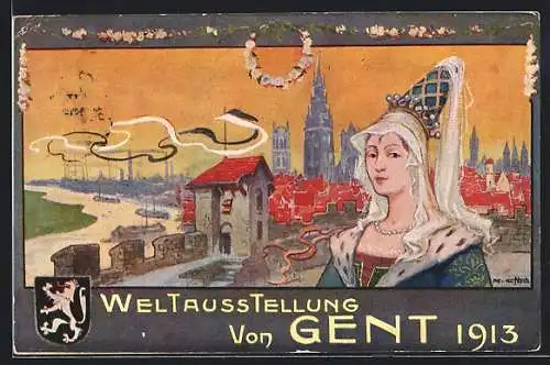Künstler-AK Gent, Weltausstellung 1913, Panorama