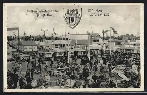 AK München, 4. Reichsnährstands-Ausstellung 1937, Ausstellungsgelände mit Ständen und vielen Besuchern