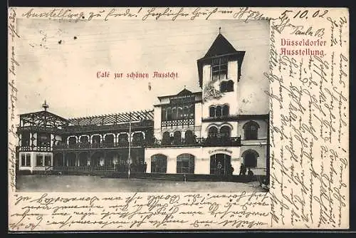 AK Düsseldorf, Ausstellung, Cafe zur schönen Aussicht