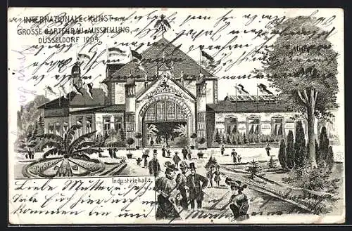 Lithographie Düsseldorf, Internationale Kunst- und grosse Gartenbau-Ausstellung 1904, Die Industriehalle