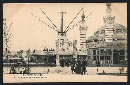 AK Liège, Exposition de Liège, les Aéroplanes Maxim