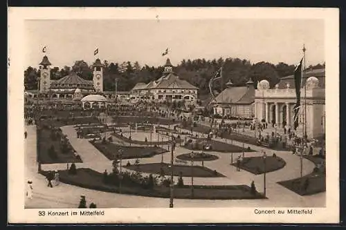 AK Bern, Schweizerische Landesausstellung 1914, Konzert im Mittelfeld
