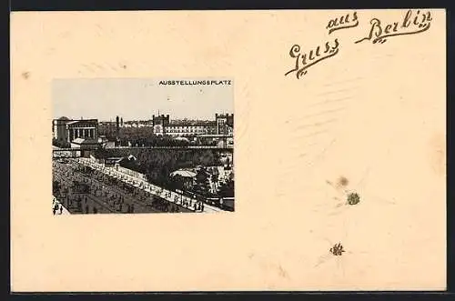 Lithographie Berlin, Reger Verkehr am Ausstellungsgelände, Papierkunst