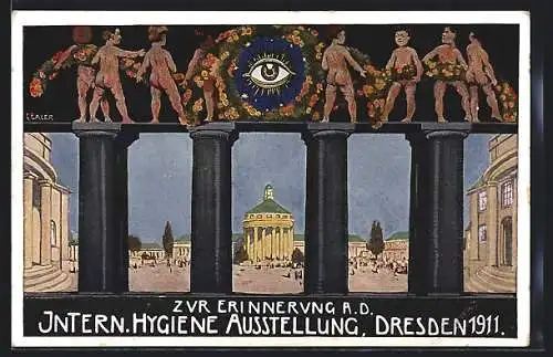 Künstler-AK Dresden, Intern. Hygiene Ausstellung 1911, Ortsansicht