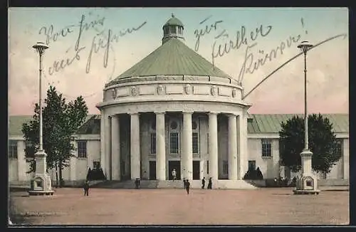 AK Dresden, Internationale Hygiene Ausstellung 1911, Festplatz mit populärer Halle: Der Mensch