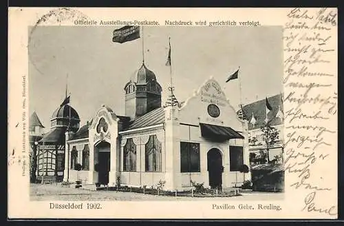 AK Düsseldorf, Industrie- und Gewerbe-Ausstellung 1902, Pavillon Gebr. Reuling