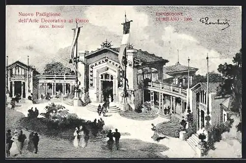 AK Mailand, Esposizione di Milano 1906, Nuovo Padiglione dell`Arte Decorative al Parco