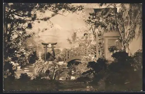 AK Wien, Die Jubiläums-Blumenausstellung 1927, Operngasse 2, Japanischer Garten
