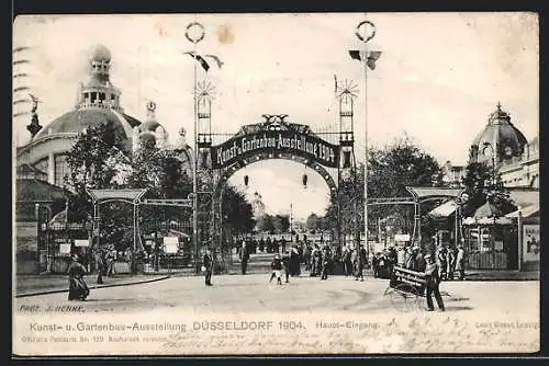 AK Düsseldorf, Kunst- und Gartenbau-Ausstellung 1904, Der Haupt-Eingang