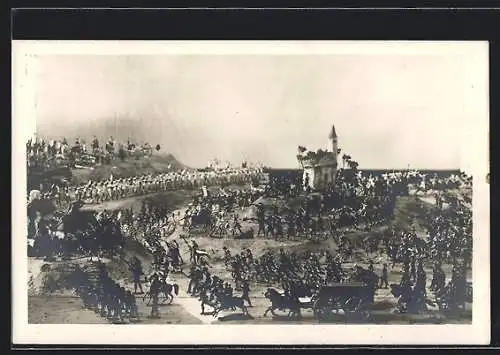 AK Wien, Zinnsoldaten-Ausstellung 1915, Miniaturdarstellung der Schlacht von Custozza 1866