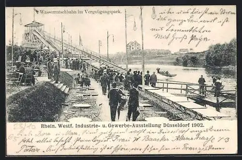 AK Düsseldorf, Industrie- und Gewerbe-Ausstellung 1902, Wasserrutschbahn i. Vergnügungspark