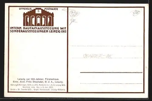 Künstler-AK Leipzig, Internationale Baufachausstellung mit Sonderausstellungen 1913, Fürstenhaus