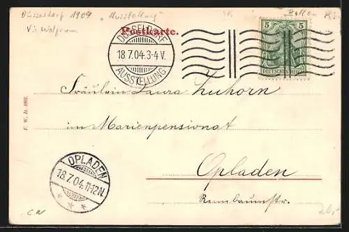 AK Düsseldorf, Internationale Kunst- u. Gartenbau-Ausstellung 1904, Sonderausstellungs-Pavillon, Kunstpalast, Ballon